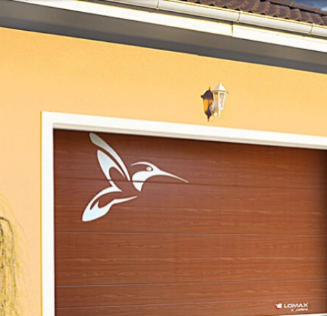 Stainless-steel element LOMAX sample, hummingbird on the door