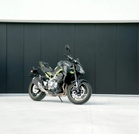 Comfortable garage doors for motorcyclists